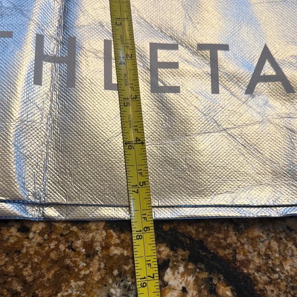 Large Athleta Metallic Silver Tote with straps‎